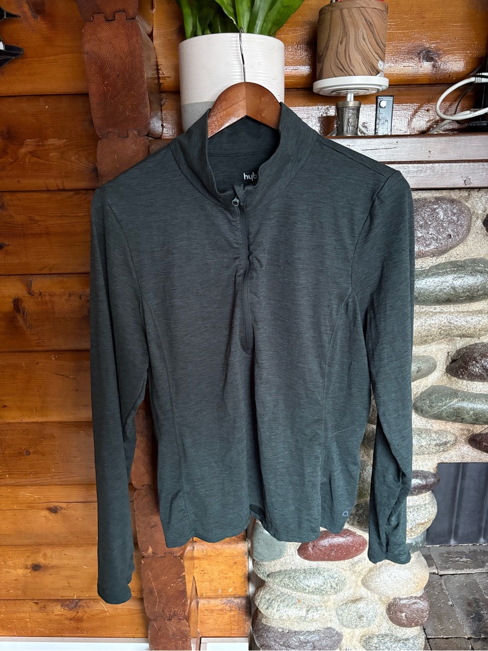Hyba Forest Green Heathered Full Zip Athletic Jacket Size L